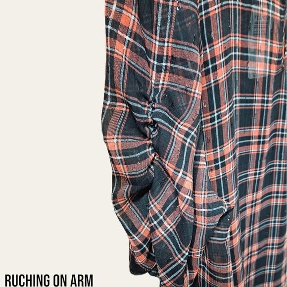 NEW TORRID Plus Size Chiffon Lurex Ruched Sleeve Blouse With Attached Cami - Picture 6 of 15